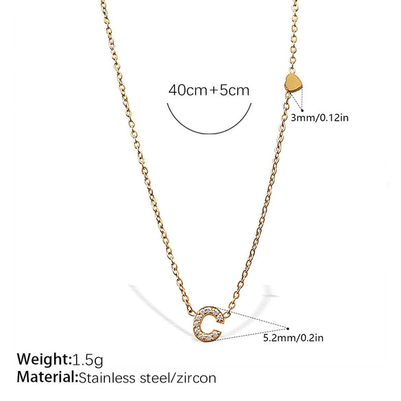 316L Stainless Steel Letter Pendant Necklace Plated With 18K Gold Inlaid With Zircon Fashion Women's Necklace