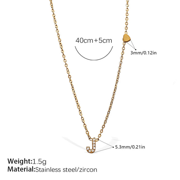 316L Stainless Steel Letter Pendant Necklace Plated With 18K Gold Inlaid With Zircon Fashion Women's Necklace