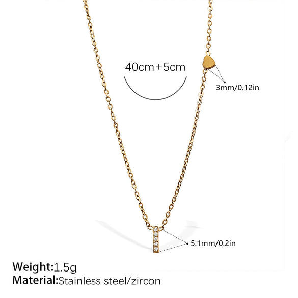 316L Stainless Steel Letter Pendant Necklace Plated With 18K Gold Inlaid With Zircon Fashion Women's Necklace