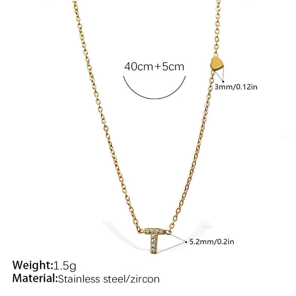 316L Stainless Steel Letter Pendant Necklace Plated With 18K Gold Inlaid With Zircon Fashion Women's Necklace