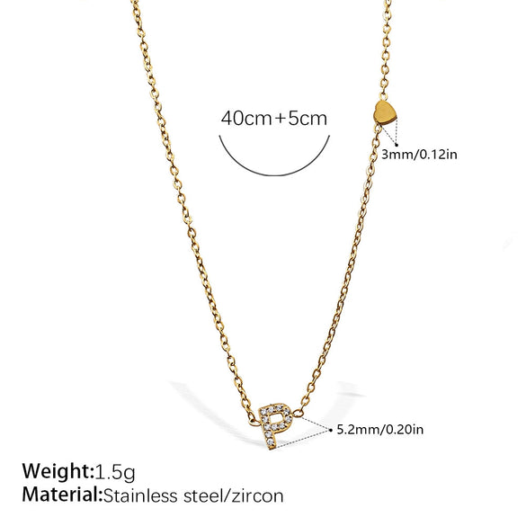 316L Stainless Steel Letter Pendant Necklace Plated With 18K Gold Inlaid With Zircon Fashion Women's Necklace