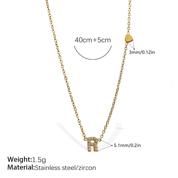 316L Stainless Steel Letter Pendant Necklace Plated With 18K Gold Inlaid With Zircon Fashion Women's Necklace