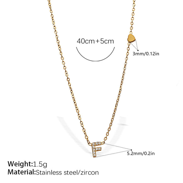 316L Stainless Steel Letter Pendant Necklace Plated With 18K Gold Inlaid With Zircon Fashion Women's Necklace