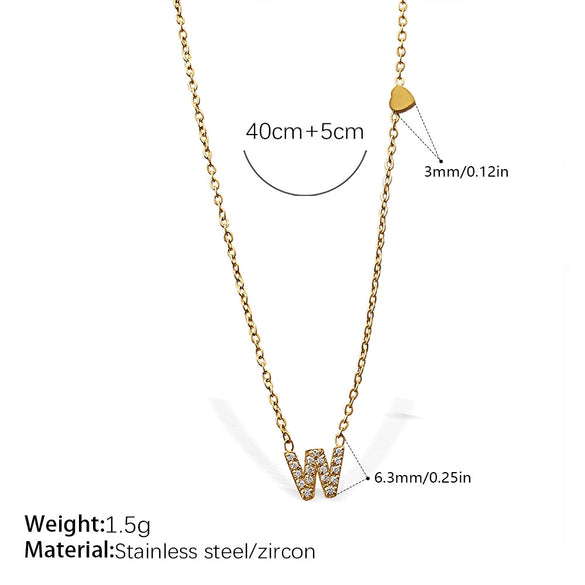316L Stainless Steel Letter Pendant Necklace Plated With 18K Gold Inlaid With Zircon Fashion Women's Necklace