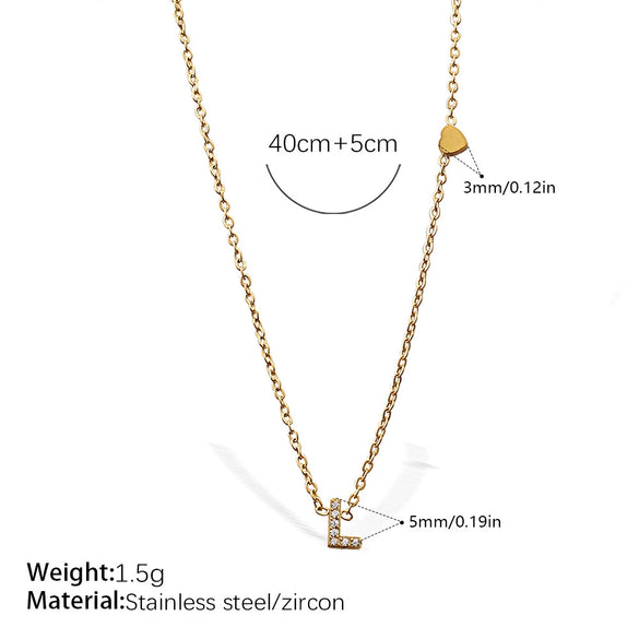 316L Stainless Steel Letter Pendant Necklace Plated With 18K Gold Inlaid With Zircon Fashion Women's Necklace
