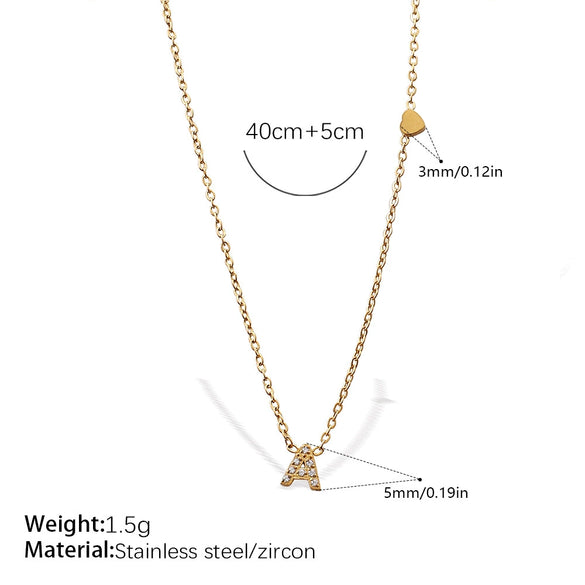 316L Stainless Steel Letter Pendant Necklace Plated With 18K Gold Inlaid With Zircon Fashion Women's Necklace