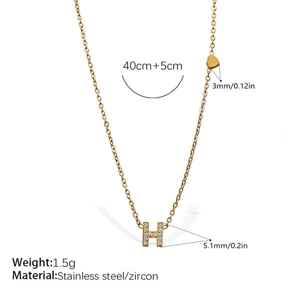 316L Stainless Steel Letter Pendant Necklace Plated With 18K Gold Inlaid With Zircon Fashion Women's Necklace