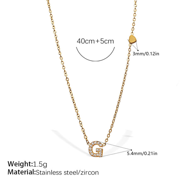 316L Stainless Steel Letter Pendant Necklace Plated With 18K Gold Inlaid With Zircon Fashion Women's Necklace