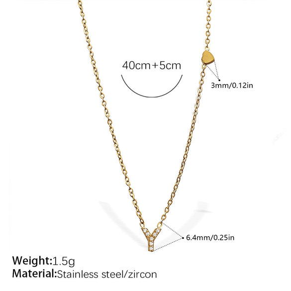 316L Stainless Steel Letter Pendant Necklace Plated With 18K Gold Inlaid With Zircon Fashion Women's Necklace