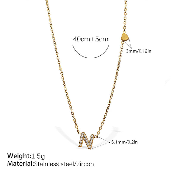 316L Stainless Steel Letter Pendant Necklace Plated With 18K Gold Inlaid With Zircon Fashion Women's Necklace