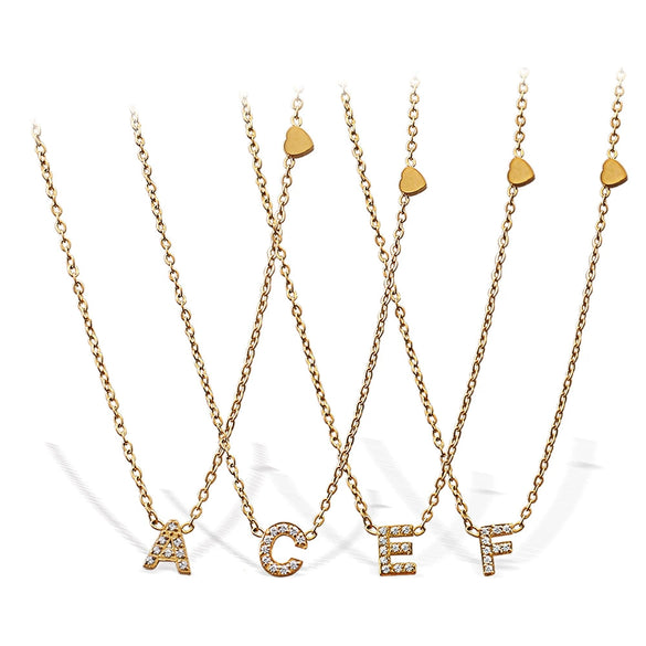 316L Stainless Steel Letter Pendant Necklace Plated With 18K Gold Inlaid With Zircon Fashion Women's Necklace