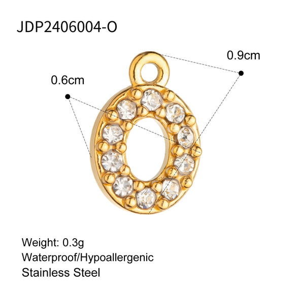 Stainless Steel Letter Pendant Necklace With Diamond Accessories And Electroplating Treatment For Women