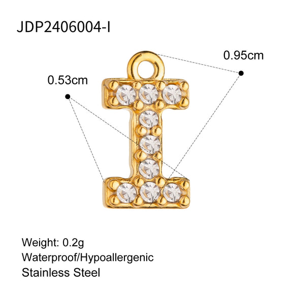 Stainless Steel Letter Pendant Necklace With Diamond Accessories And Electroplating Treatment For Women