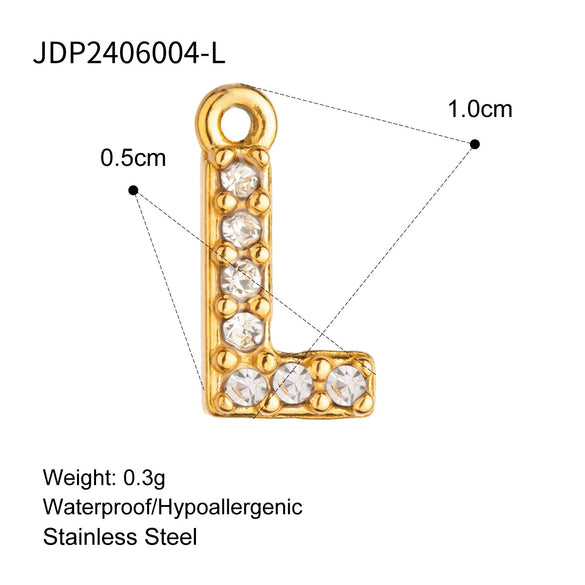 Stainless Steel Letter Pendant Necklace With Diamond Accessories And Electroplating Treatment For Women