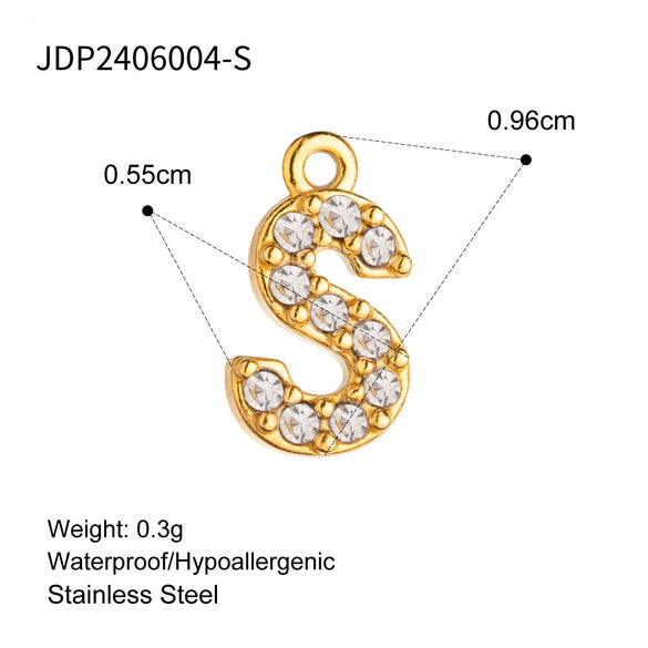 Stainless Steel Letter Pendant Necklace With Diamond Accessories And Electroplating Treatment For Women