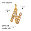 Stainless Steel Letter Pendant Necklace With Diamond Accessories And Electroplating Treatment For Women