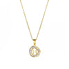 Stainless Steel Letter Pendant Necklace With Mixed Gemstone Inlay And Electroplating