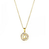 Stainless Steel Letter Pendant Necklace With Mixed Gemstone Inlay And Electroplating