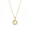 Stainless Steel Letter Pendant Necklace With Mixed Gemstone Inlay And Electroplating