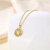 Stainless Steel Letter Pendant Necklace With Mixed Gemstone Inlay And Electroplating