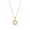 Stainless Steel Letter Pendant Necklace With Mixed Gemstone Inlay And Electroplating