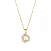Stainless Steel Letter Pendant Necklace With Mixed Gemstone Inlay And Electroplating