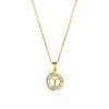 Stainless Steel Letter Pendant Necklace With Mixed Gemstone Inlay And Electroplating