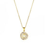 Stainless Steel Letter Pendant Necklace With Mixed Gemstone Inlay And Electroplating