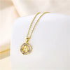 Stainless Steel Letter Pendant Necklace With Mixed Gemstone Inlay And Electroplating