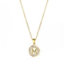 Stainless Steel Letter Pendant Necklace With Mixed Gemstone Inlay And Electroplating