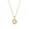 Stainless Steel Letter Pendant Necklace With Mixed Gemstone Inlay And Electroplating