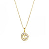 Stainless Steel Letter Pendant Necklace With Mixed Gemstone Inlay And Electroplating
