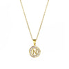 Stainless Steel Letter Pendant Necklace With Mixed Gemstone Inlay And Electroplating