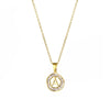 Stainless Steel Letter Pendant Necklace With Mixed Gemstone Inlay And Electroplating