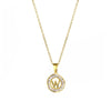 Stainless Steel Letter Pendant Necklace With Mixed Gemstone Inlay And Electroplating