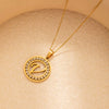 Stainless Steel Letter Pendant Necklace With Zirconia Design