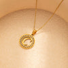 Stainless Steel Letter Pendant Necklace With Zirconia Design