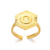 Stainless Steel Letter Pendant Open Ring With Hexagonal Design Gold Plated Minimalist Unisex Fashion Jewelry
