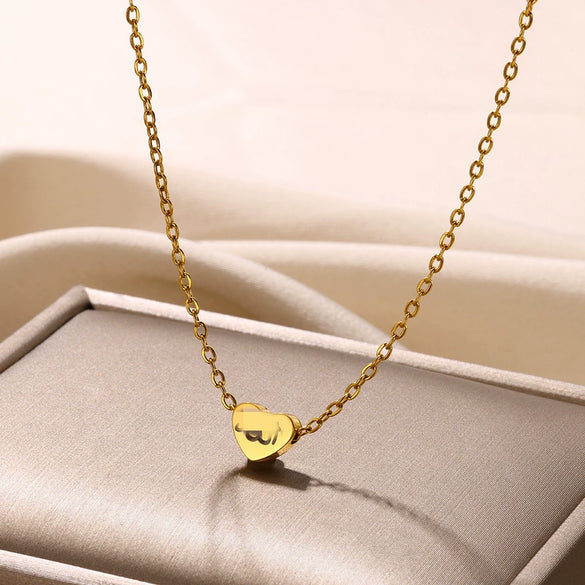 Stainless Steel Letter Pendant Unisex Necklace With 18K Plated Electroplating And Cross Chain