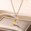 Stainless Steel Letter Pendant Unisex Necklace With 18K Plated Electroplating And Cross Chain