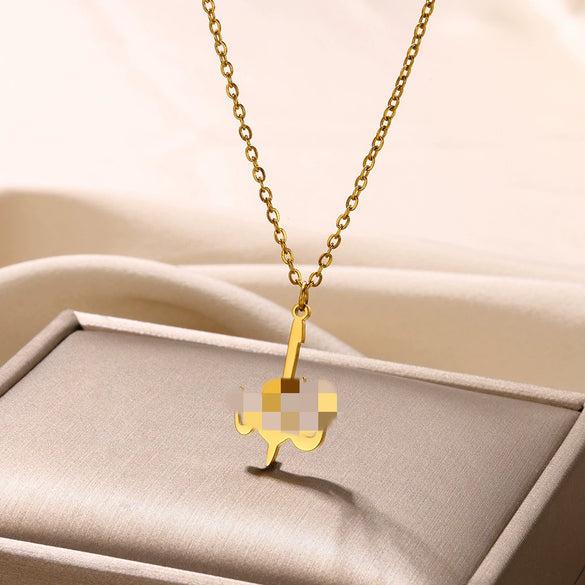 Stainless Steel Letter Pendant Unisex Necklace With 18K Plated Electroplating And Cross Chain