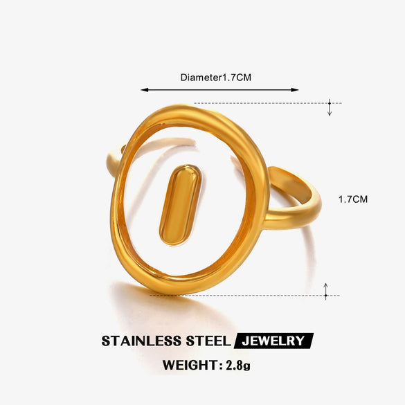 Stainless Steel Letter Ring For Ladies With Electroplating Hip Hop Style