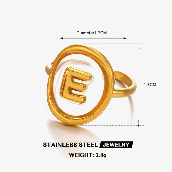 Stainless Steel Letter Ring For Ladies With Electroplating Hip Hop Style