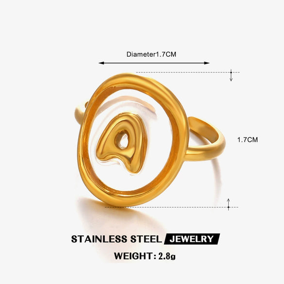 Stainless Steel Letter Ring For Ladies With Electroplating Hip Hop Style
