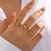 Stainless Steel Letter Ring For Ladies With Electroplating Hip Hop Style