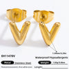Stainless Steel Letter Stud Earrings Electroplated Women's Minimalist Jewelry