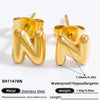 Stainless Steel Letter Stud Earrings Electroplated Women's Minimalist Jewelry