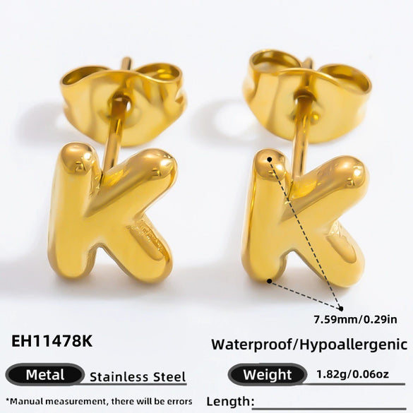 Stainless Steel Letter Stud Earrings Electroplated Women's Minimalist Jewelry