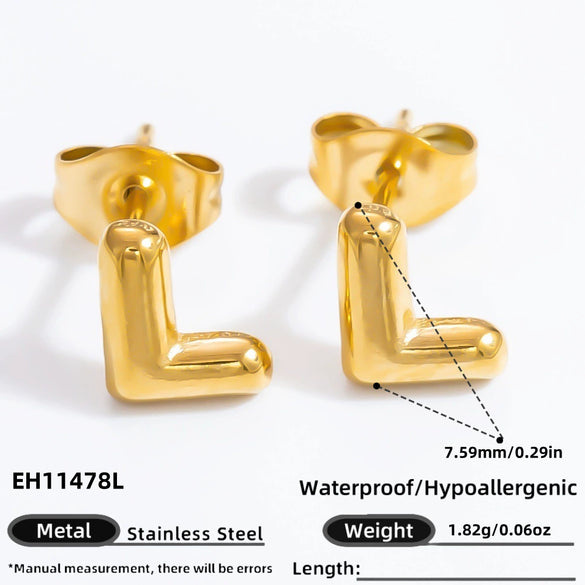 Stainless Steel Letter Stud Earrings Electroplated Women's Minimalist Jewelry