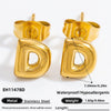 Stainless Steel Letter Stud Earrings Electroplated Women's Minimalist Jewelry